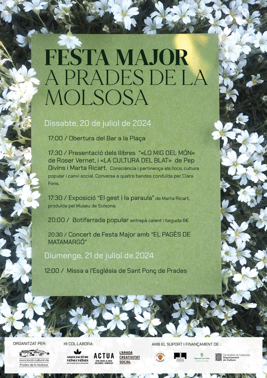 cartell Festa Major Prades de la Molsosa 2024