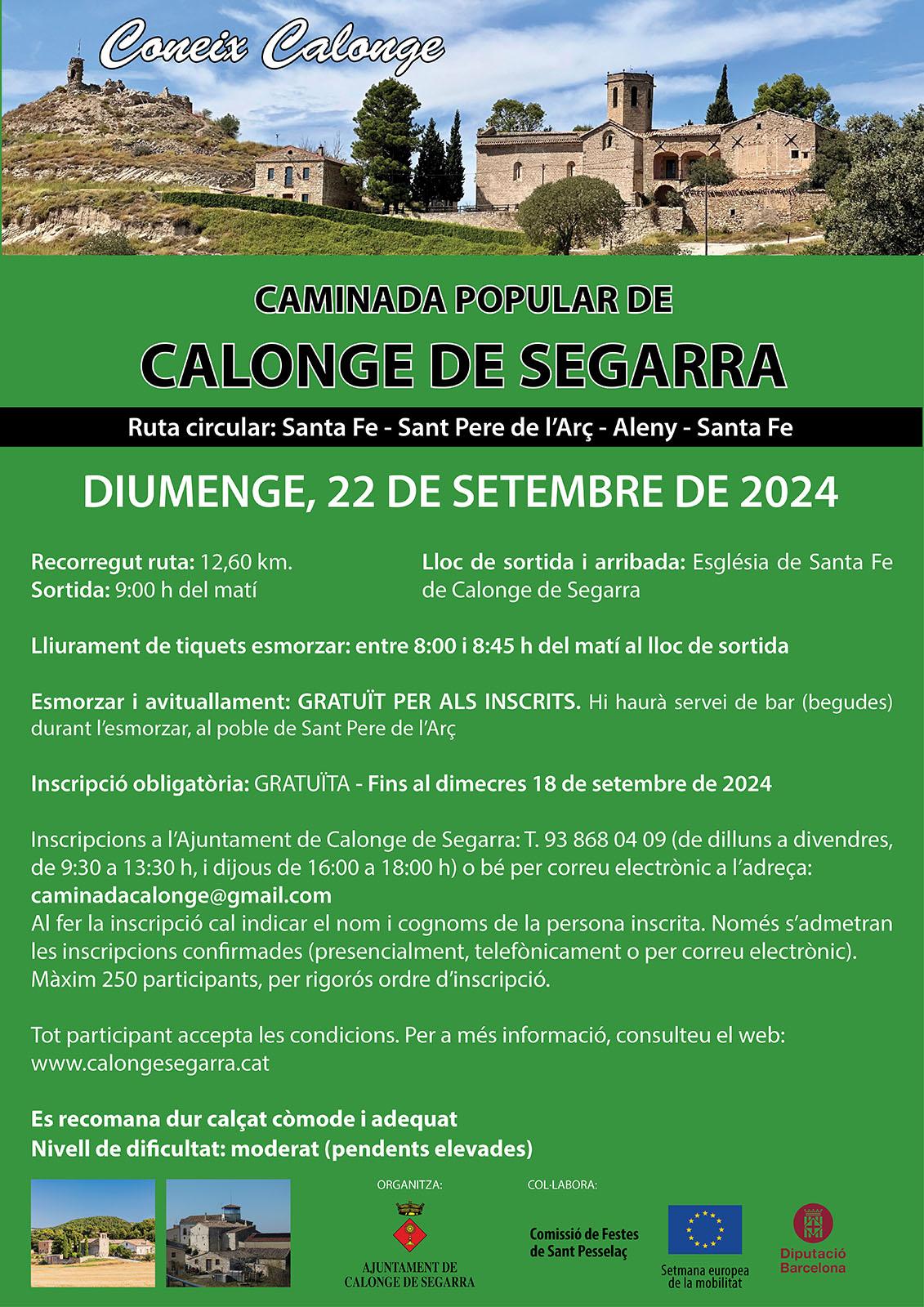 cartell 14a caminada popular Coneix Calonge