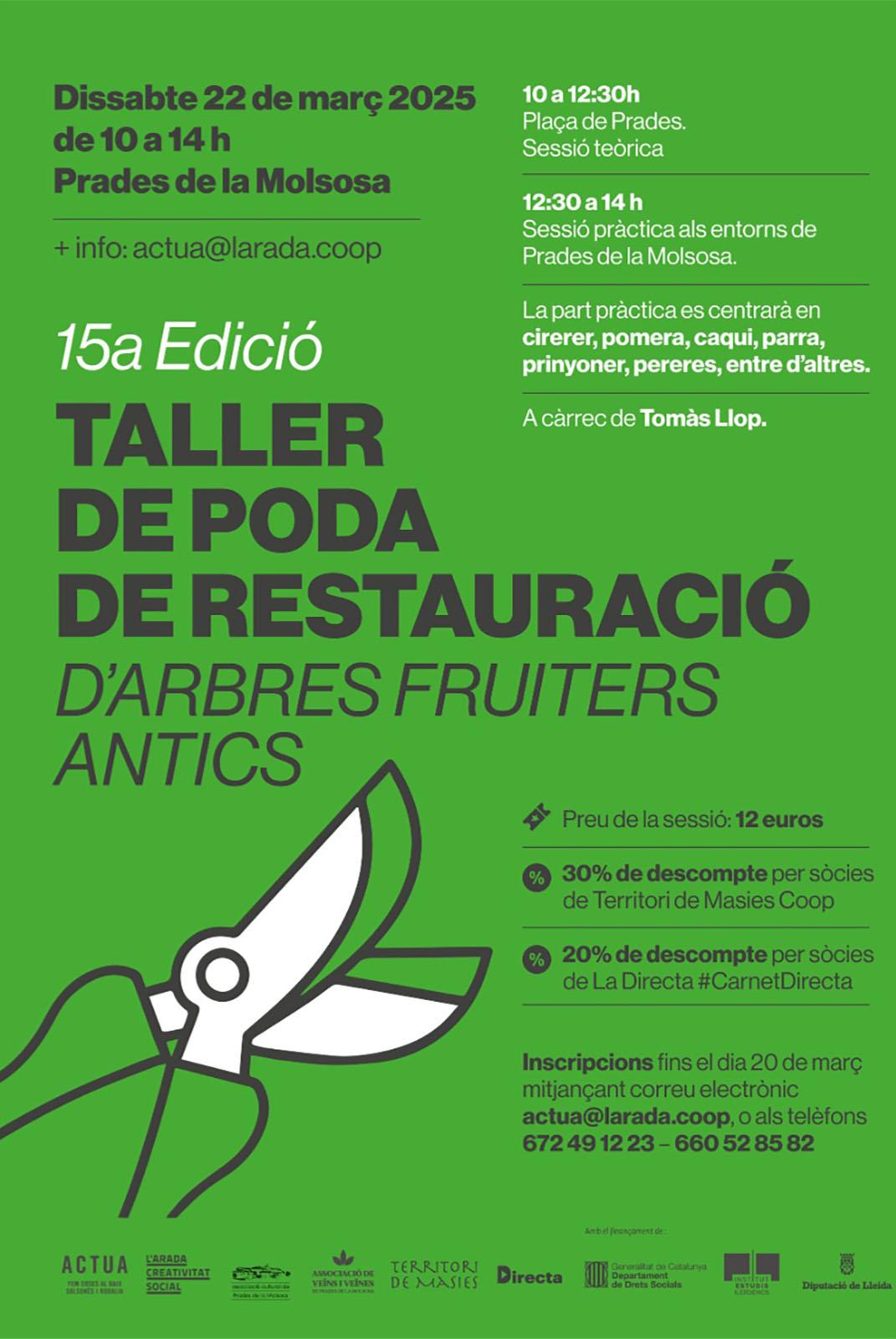 cartell 15è Taller de poda de restauració d'arbres fruiters antics